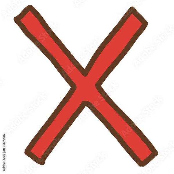 Fototapeta シンプルな手描きバツマーク