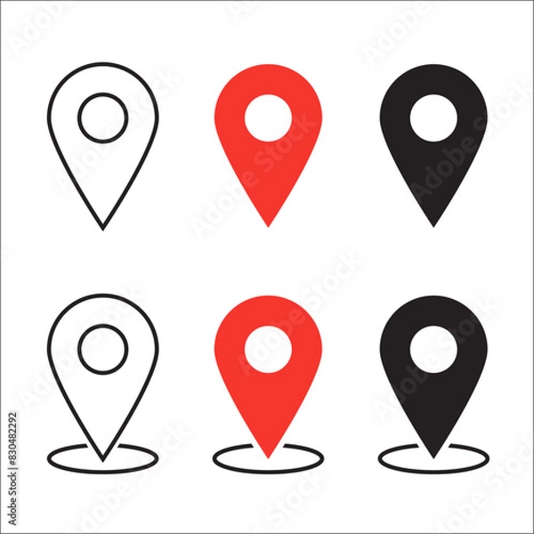 Fototapeta Set of Location pin icons. Modern map markers. Location mark icons. Destination Symbol. Pointer Logo. Vector illustration