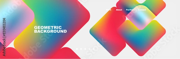 Fototapeta Arrows and squares with bright colors and round angles. Vector Illustration For Wallpaper, Banner, Background, Card, Book Illustration, landing page