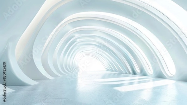 Obraz Minimalist architectural composition with clean white surfaces and organic curves, creating a sense of harmony and balance in the design aesthetic.