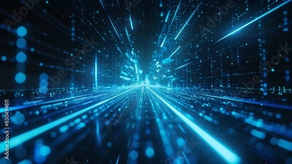 Fototapeta blue abstract technology background of high speed global data transfercomputing.	