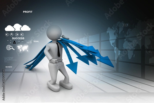 Fototapeta Business man and arrows. business concept