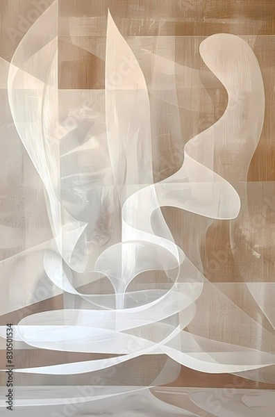 Fototapeta Abstract minimal beige color Wall art ,  wabi sabi minimal modern style painting 