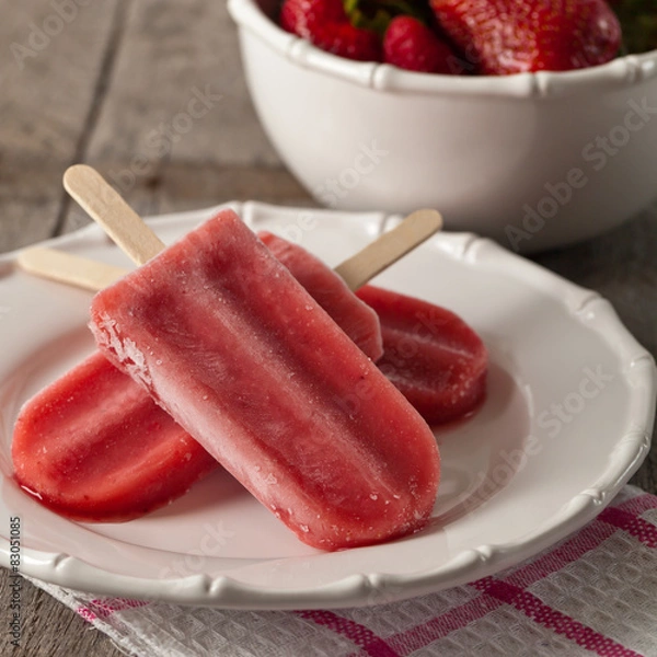 Fototapeta Frozen Strawberry Fruit Bars. Selective focus.