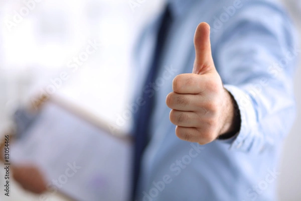 Fototapeta Business man showing ok, hand with thumb up