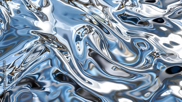 Fototapeta liquid chrome background. AI generative.
