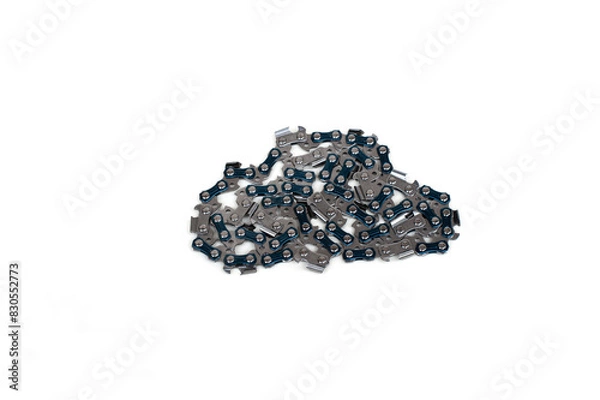 Obraz Chainsaw chain isolated on white background.