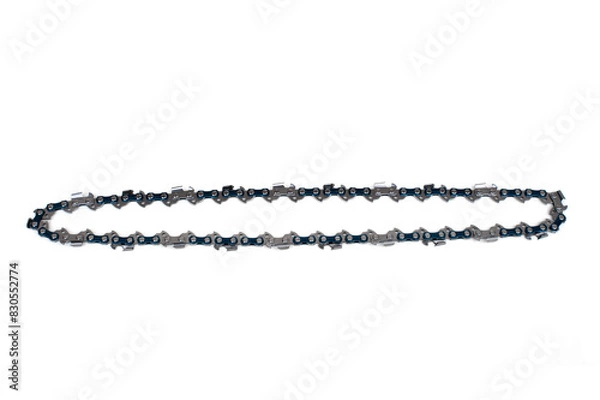 Obraz Chainsaw chain isolated on white background.