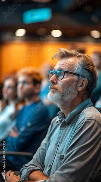 Fototapeta Financial Independence Seminar with Mature Attendees Learning About Passive Income Streams