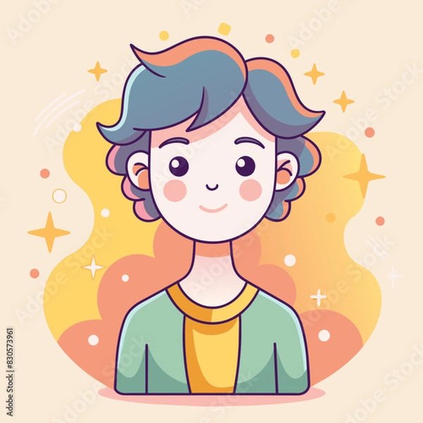 Fototapeta Minimalist person with a proud expression, crafted in an adorable doodle style, Generative AI