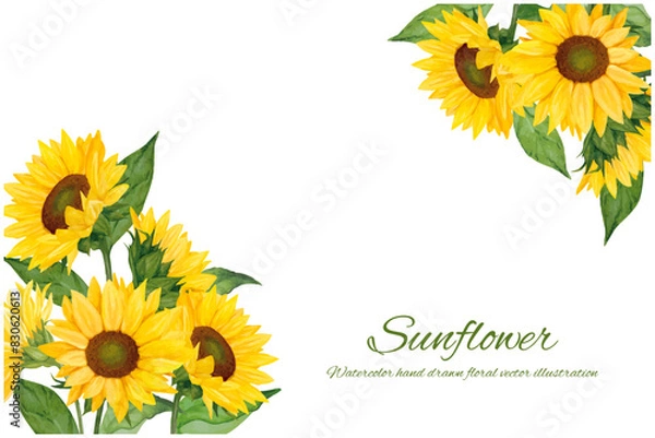 Obraz 水彩で描いたひまわりの背景素材