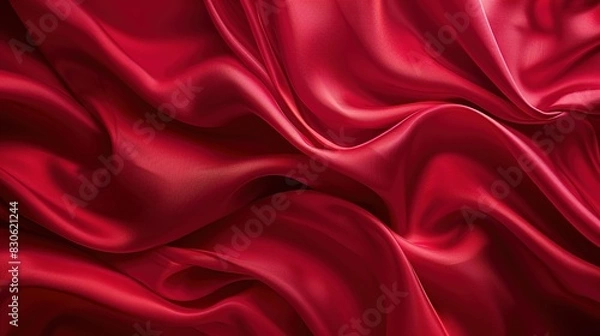 Fototapeta Glamorous red abstract background inspired by the texture of satin waves, ideal for elegant wallpaper