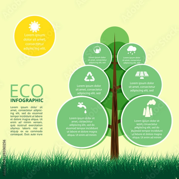 Fototapeta Infographic of ecology, concept design with tree.