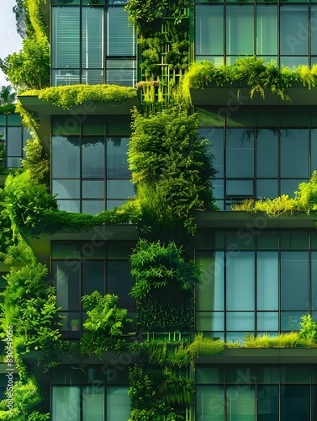 Fototapeta Illustration of Sustainability Initiatives - Implementing green practices and technologies to reduce environmental impact and improve energy efficiency. Ai Generate