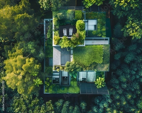 Fototapeta Illustration of Sustainability Initiatives - Implementing green practices and technologies to reduce environmental impact and improve energy efficiency. Ai Generate