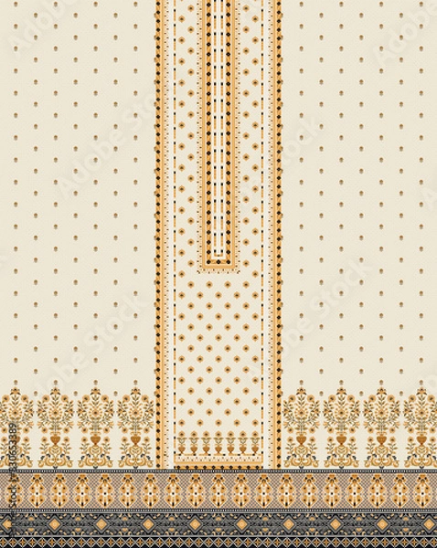 Fototapeta Digital textile flower design with beautiful background