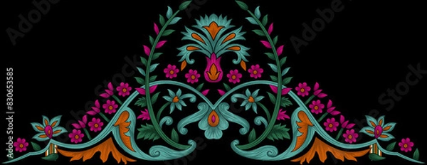 Fototapeta Digital textile flower design with beautiful background