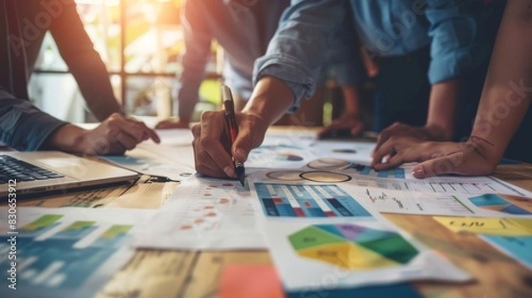 Fototapeta Startup team collaboration for data-driven marketing
