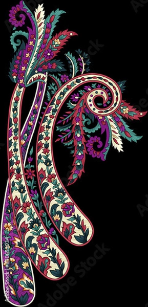 Fototapeta Digital textile flower design with beautiful background