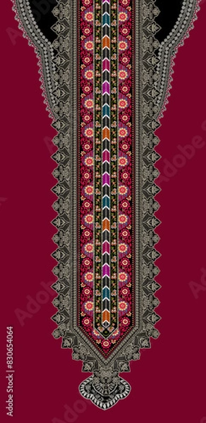 Fototapeta Digital textile flower design with beautiful background