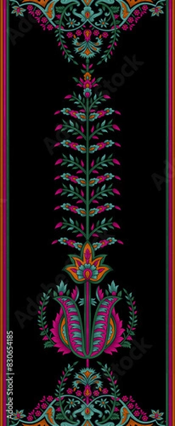 Fototapeta Digital textile flower design with beautiful background