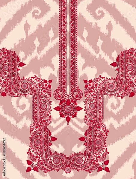 Fototapeta Digital textile flower design with beautiful background