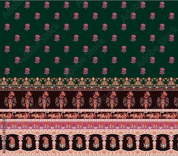 Fototapeta Digital textile flower design with beautiful background