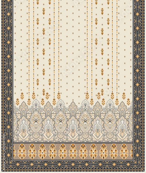 Fototapeta Digital textile flower design with beautiful background