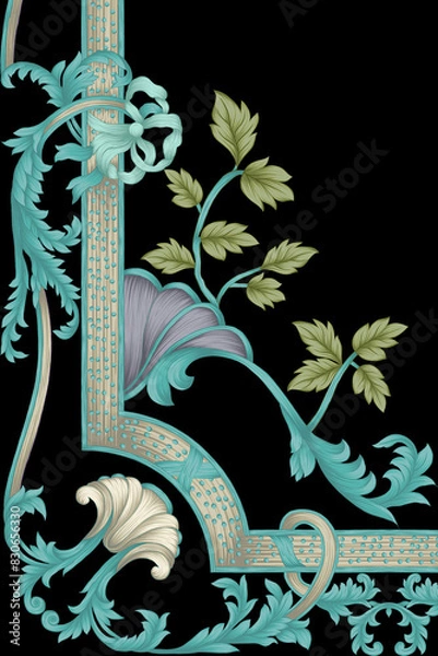 Fototapeta Digital textile flower design with beautiful background