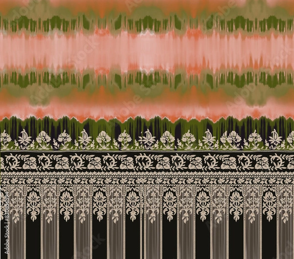 Fototapeta Digital textile flower design with beautiful background