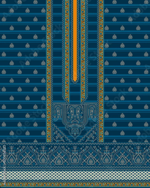 Fototapeta Digital textile flower design with beautiful background