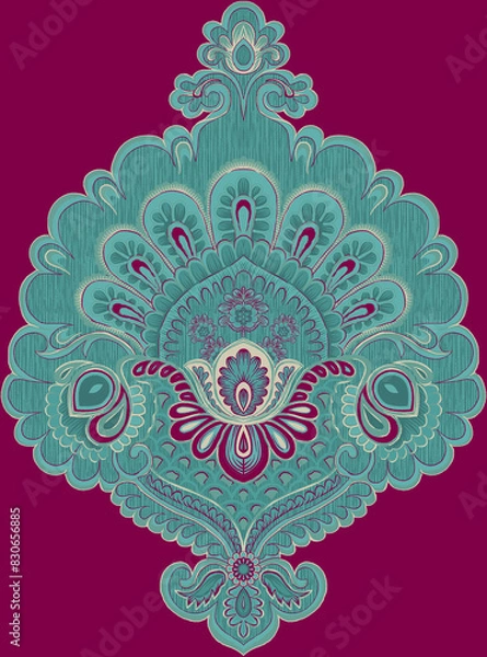 Fototapeta Digital textile flower design with beautiful background