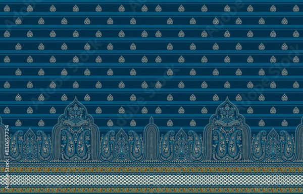 Fototapeta Digital textile flower design with beautiful background