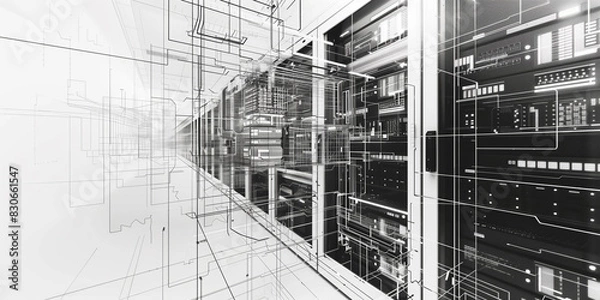 Fototapeta Data server , data center architecture and design, the concept.
