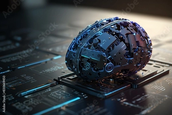 Fototapeta AI Brain in the Micro chip