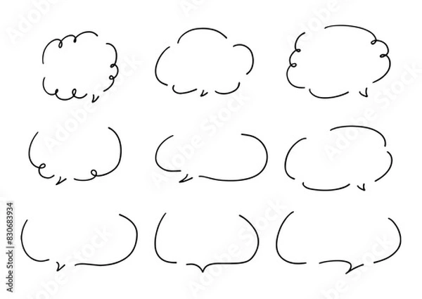 Fototapeta シンプルな線の手書きの吹き出しセット