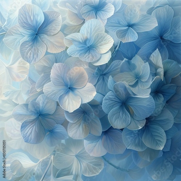 Fototapeta Vibrant Bloom: A Flower Artwork Showcasing Beautiful Blue and Purple Flowers