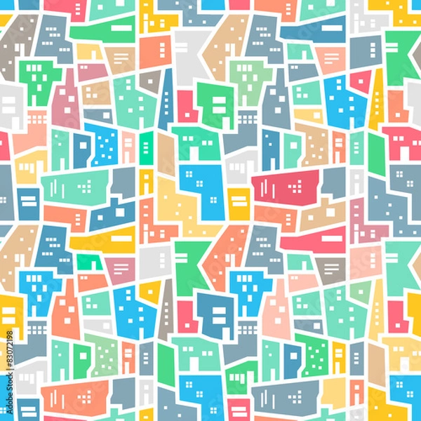 Fototapeta Brazilian favela. Bright colored seamless pattern.