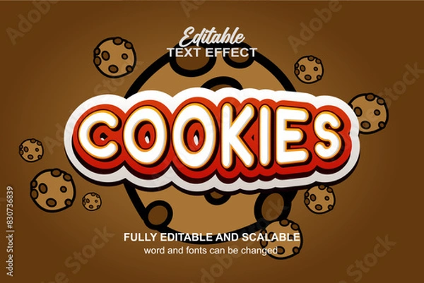 Fototapeta COOKIES 3D TEXT EITABLE TEXT EFFECT VECTOR FILE