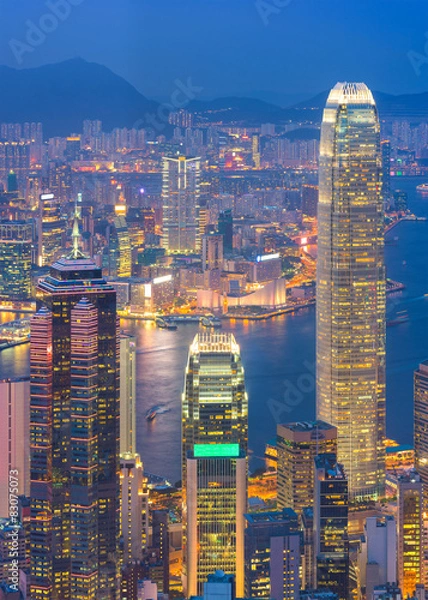 Fototapeta Hong Kong skyline. View from The Peak