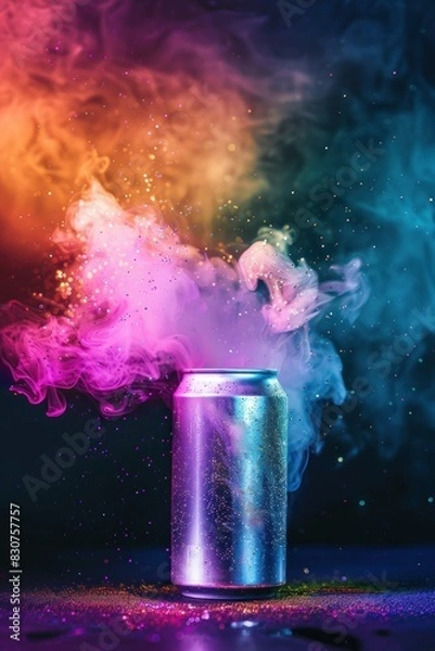 Obraz spray can spraying colorful rainbow paint liquid color splash explosion