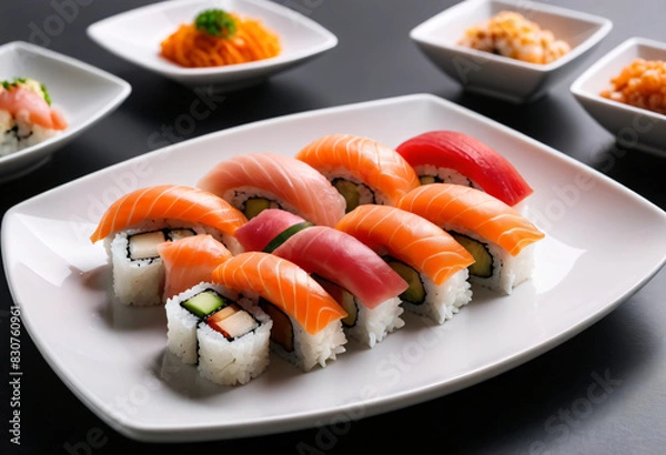 Fototapeta Sushi in white dish
