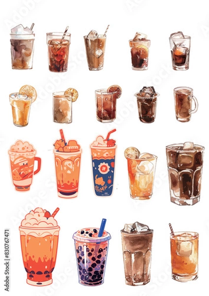 Obraz Beverages, Americano, lemonade, cold drinks, ice