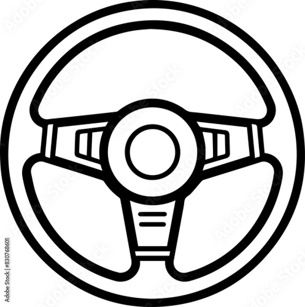 Fototapeta Steering Wheel black line style vector image
