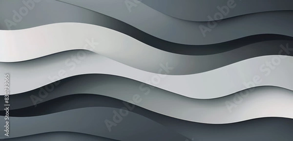 Fototapeta A sleek abstract design featuring black and silver geometric layers.