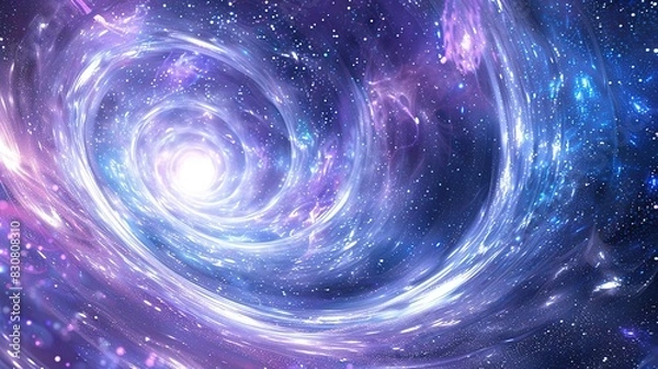 Fototapeta White Galaxy Surrounded by Vibrant Metaphysical Lines in a Circular Composition, 8K Resolution, Hypercolorful Dreamscapes with Circuitry, Sky-Blue and Violet Tones