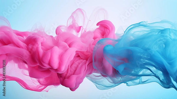 Fototapeta Abstract vivid background. Photo of Ink in water. Colorful smoke. Purple blue and pink smooth paint stains. Backdrop with space for text. Eye-catching background for social media and printing design. 