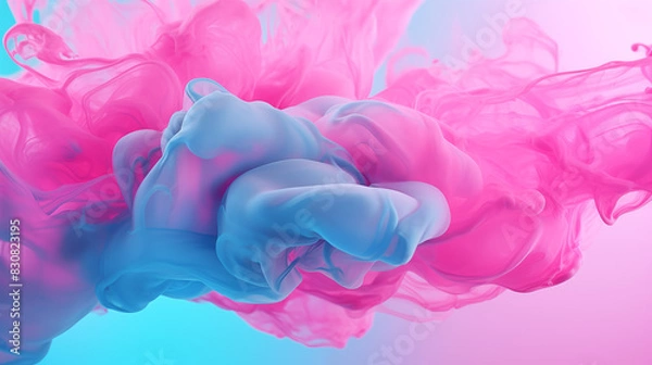 Fototapeta Abstract vivid background. Photo of Ink in water. Colorful smoke. Purple blue and pink smooth paint stains. Backdrop with space for text. Eye-catching background for social media and printing design. 
