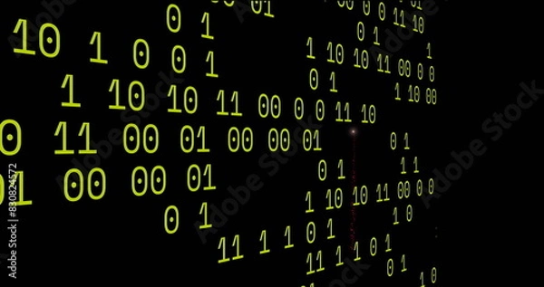 Obraz Image of looping binary codes over black background