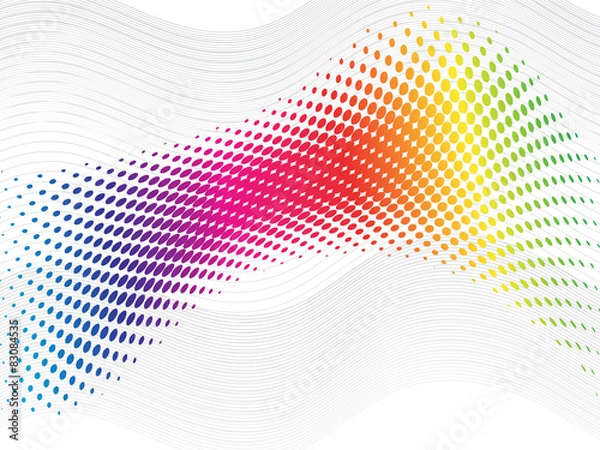 Fototapeta Rainbow halftone abstract wave with blend